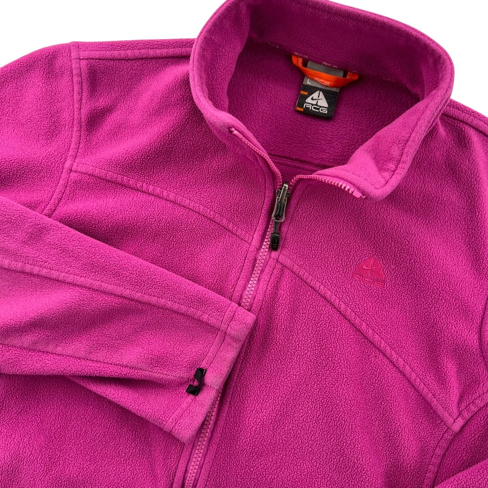 Nike ACG FIT Therma Full Zip Fleece Jacket Womens Pink Large Outdoor Liner GORP